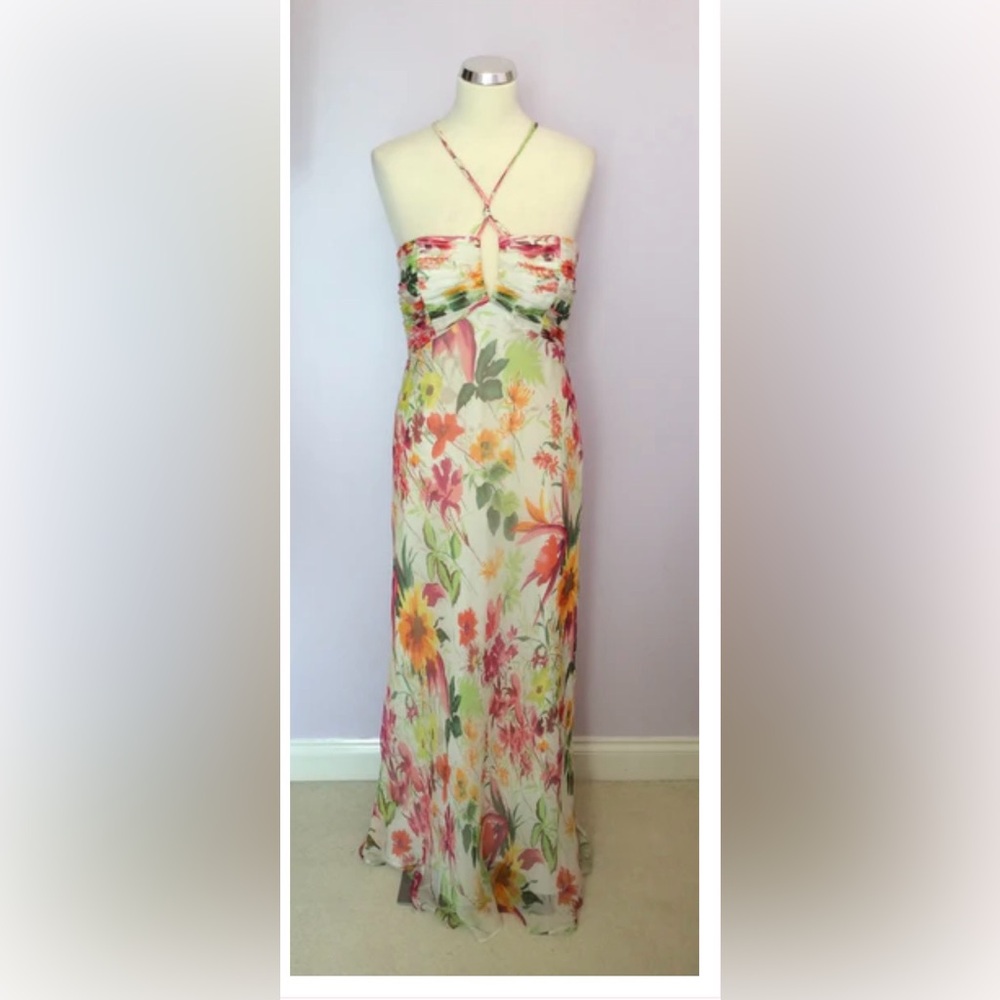 Floral Strapless Maxi Dress - Cream & Multicolor